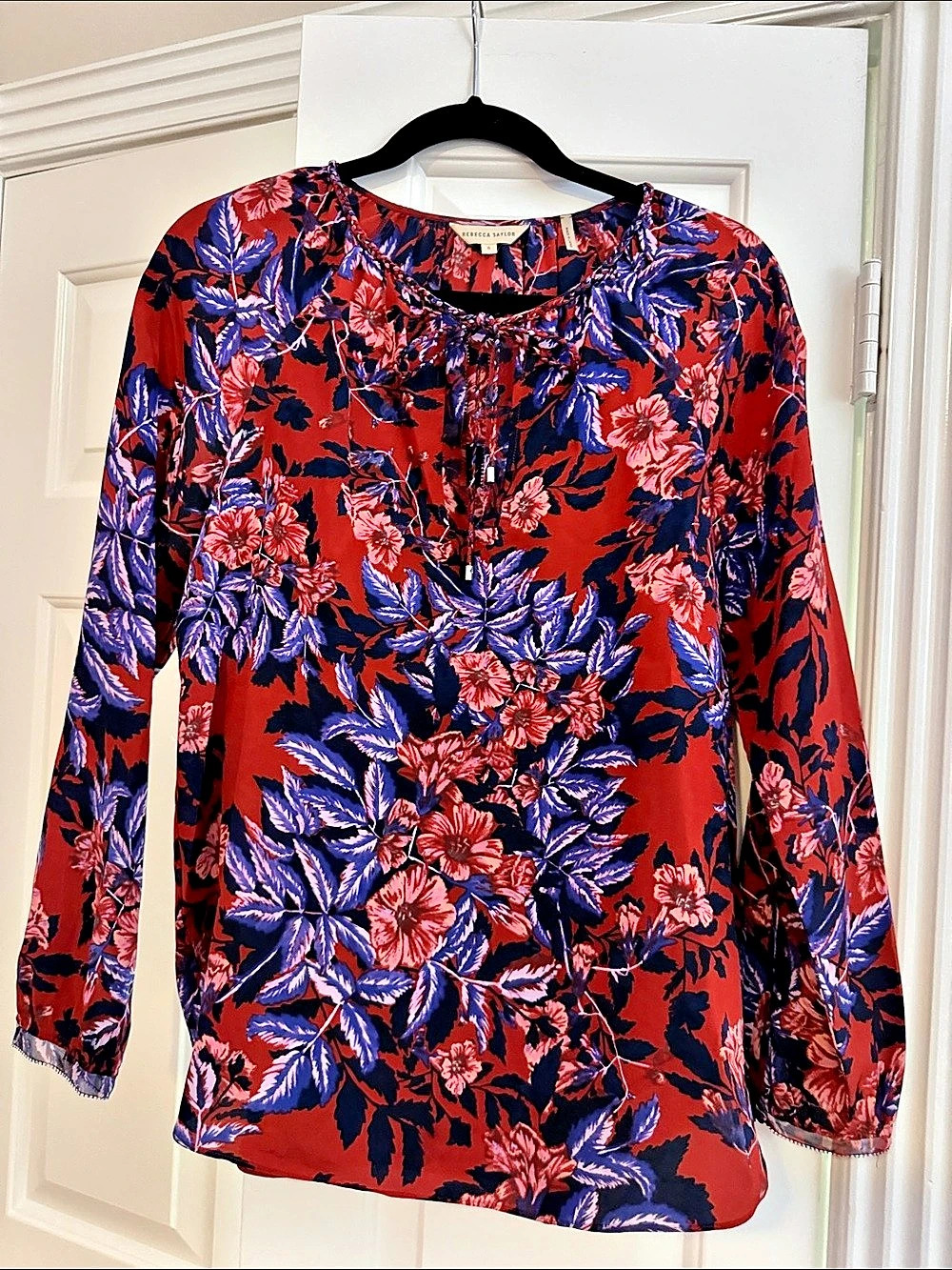 Rebecca Taylor Floral Silk Blouse in Red & purple Size 6
